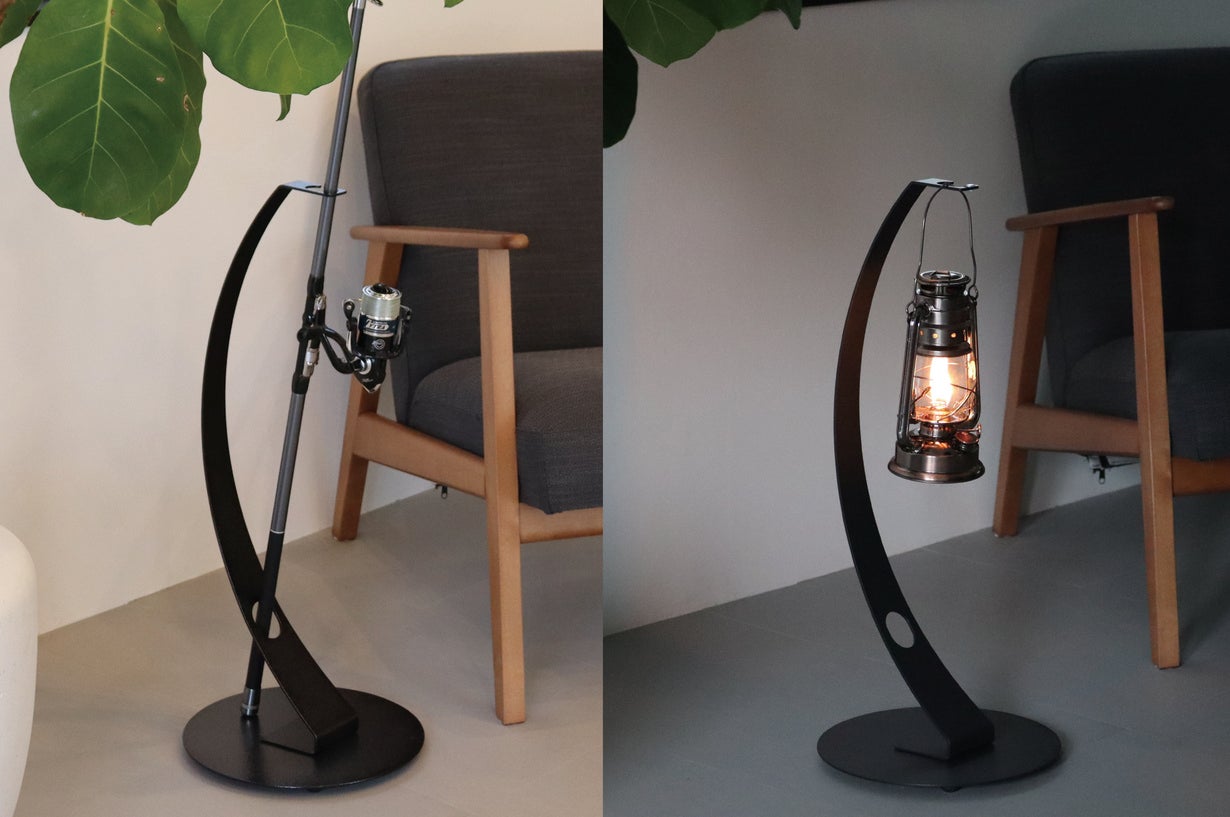 見たことない1本立てロッド(釣り竿)スタンド / 室内でランタンを飾るの