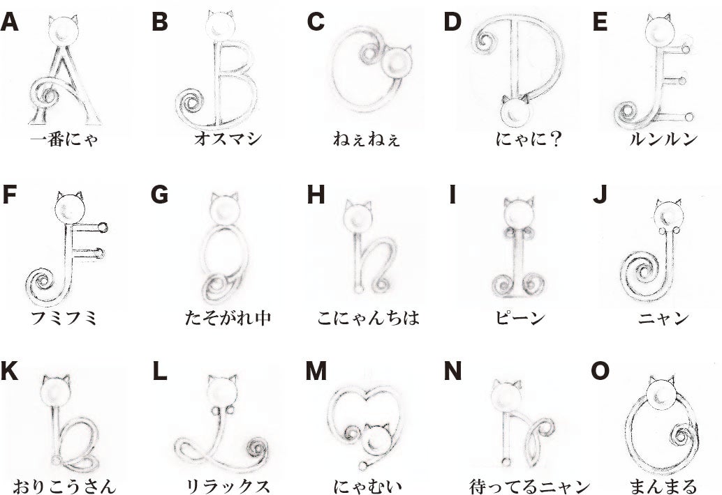 宇和島産無調色パールを使用】猫ちゃんデザインのアルファベット