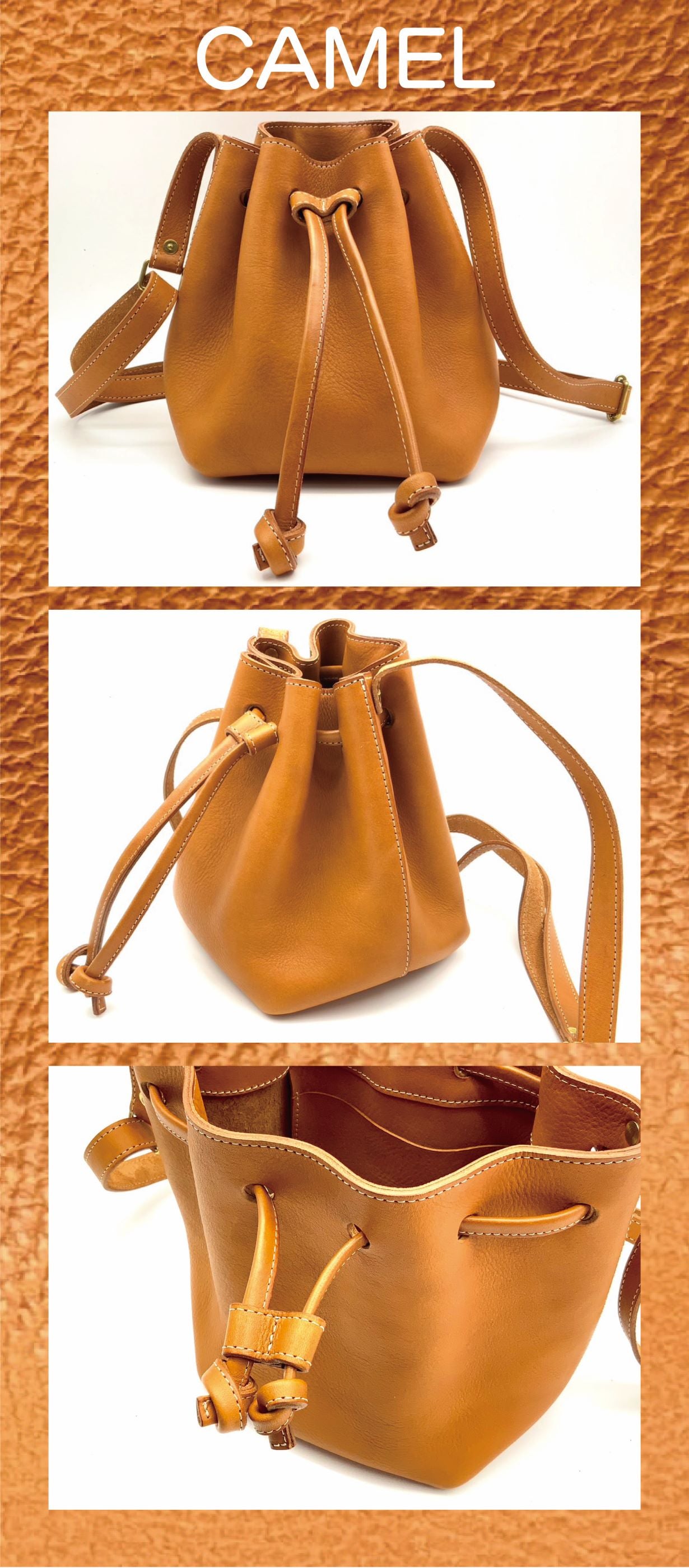 巾着は肩に掛ける時代に。ハイクオリティな本革『ヌメシュリンク革』を