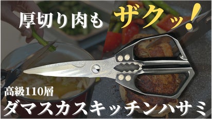 魅了される美しさ】110層高級鋼で一刀両断！ダマスカスキッチンバサミ
