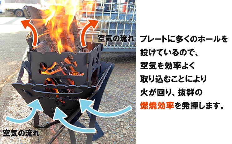 キャンプを楽しく快適に！鉄工のプロが作る、変形自在の軽量焚き火台