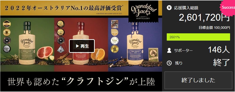 2022年オーストラリアNo.1】葡萄から作られる香り高きクラフトジン上陸
