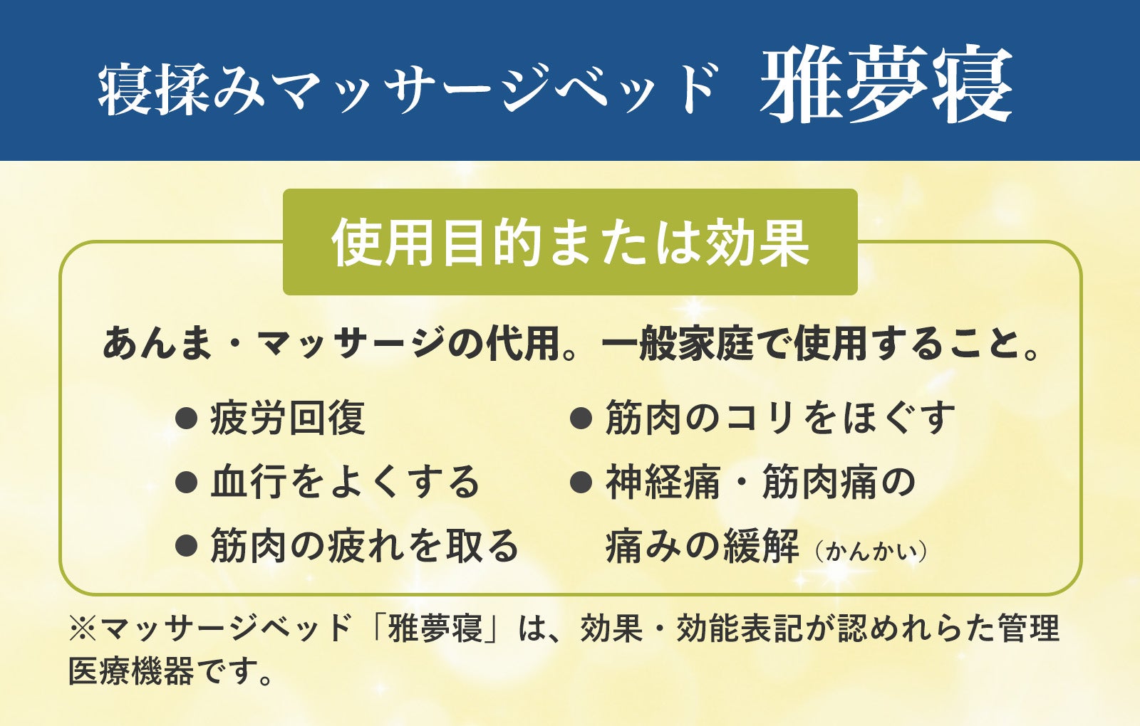 寝ながら本格マッサージ！下からほぐす仰向けマッサージベッド｜雅夢寝