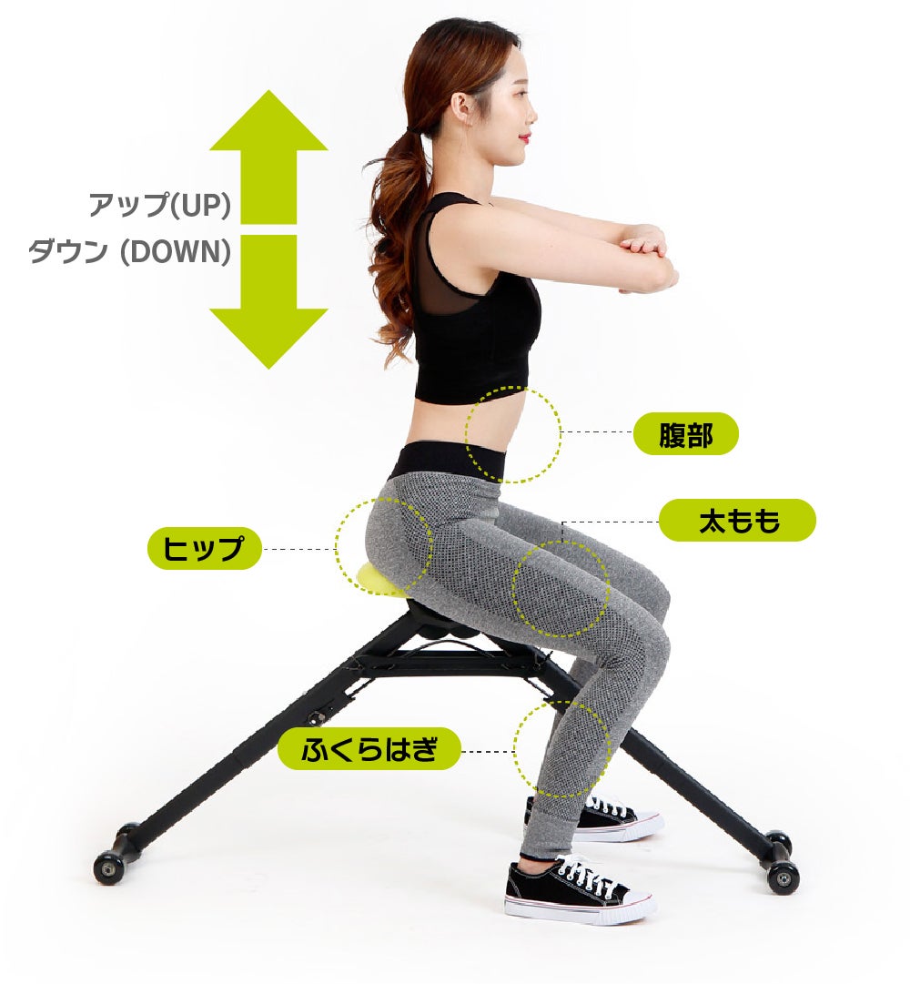 有名俳優HN考案★自動で出来るスクワットチェア テレビを見ながら軽く座るだけで筋トレができる！新概念の