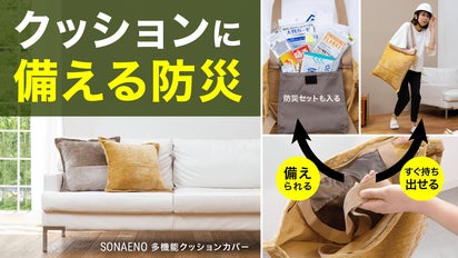 防災のプロ監修！防災品を備えられる便利なクッションカバーが超大容量