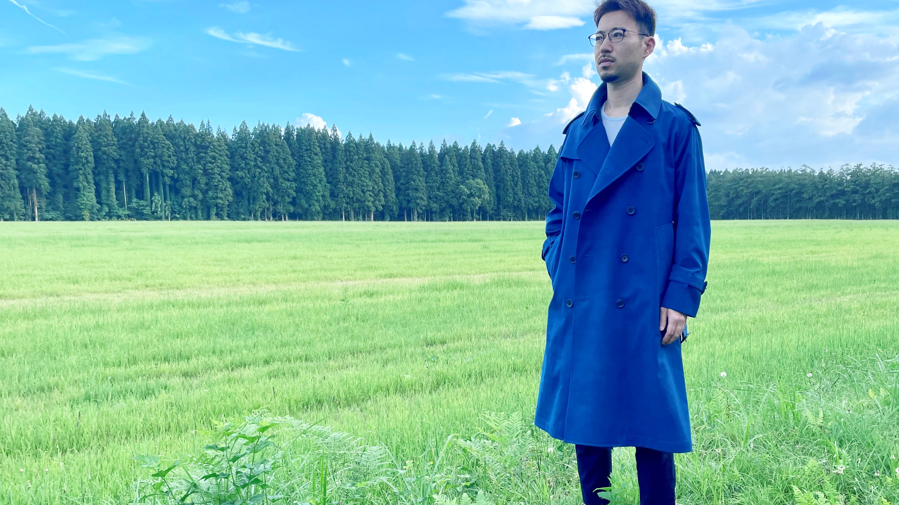 衣　瑞雲　八咫烏トレンチコート　藍色 衣 瑞雲 八咫烏トレンチコート 藍色 トレンチコートの古着・中古