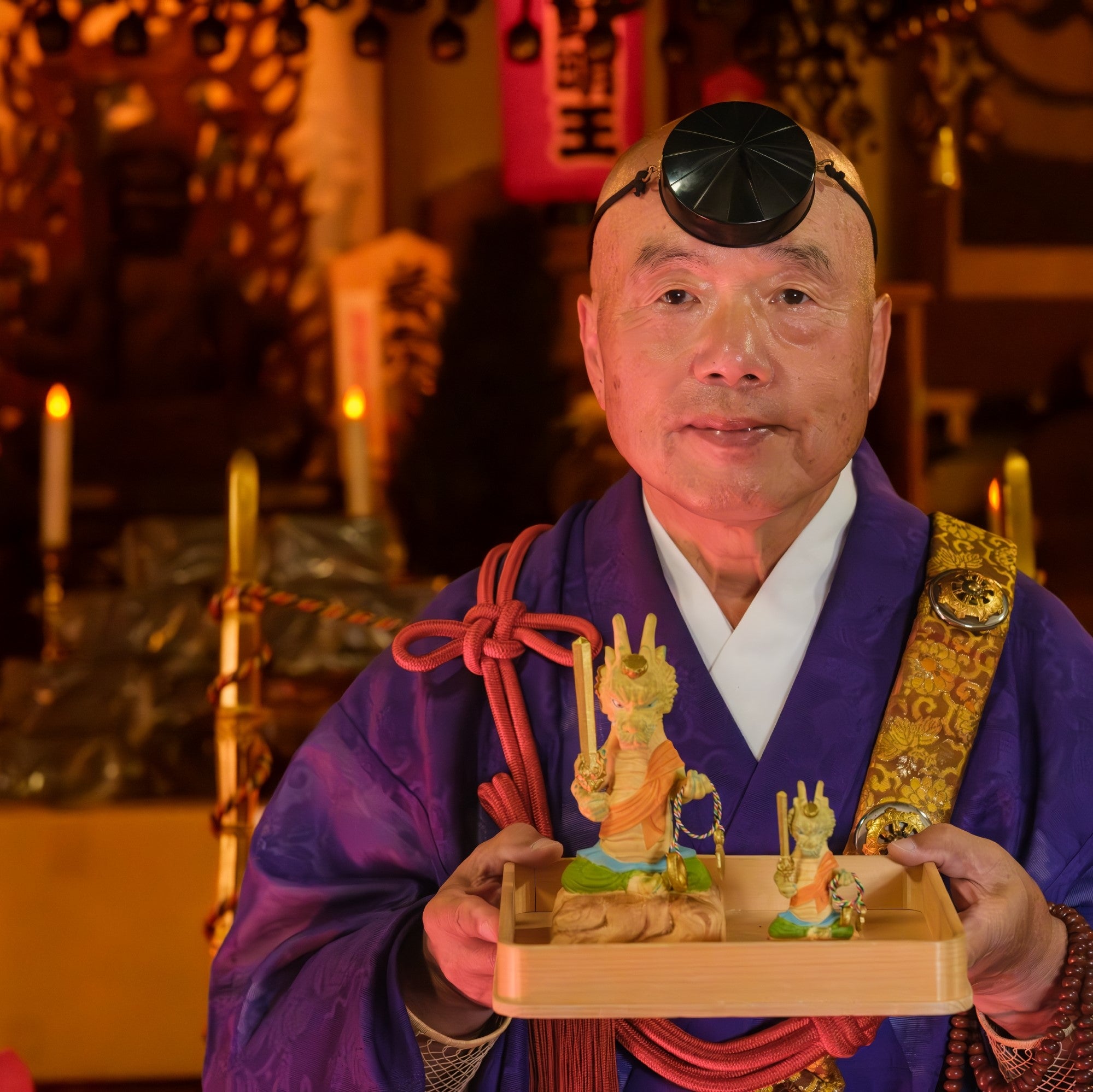 2024年の幸せと開運を。仏像制作55年、辰（龍）姿の不動明王の木彫像を