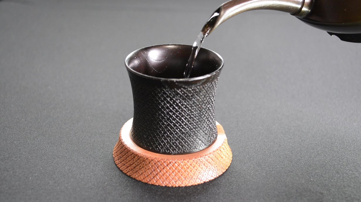 江副行昭　手造り ガラスぐい呑み　共箱 江副行昭 手造り ガラスぐい呑み 共箱