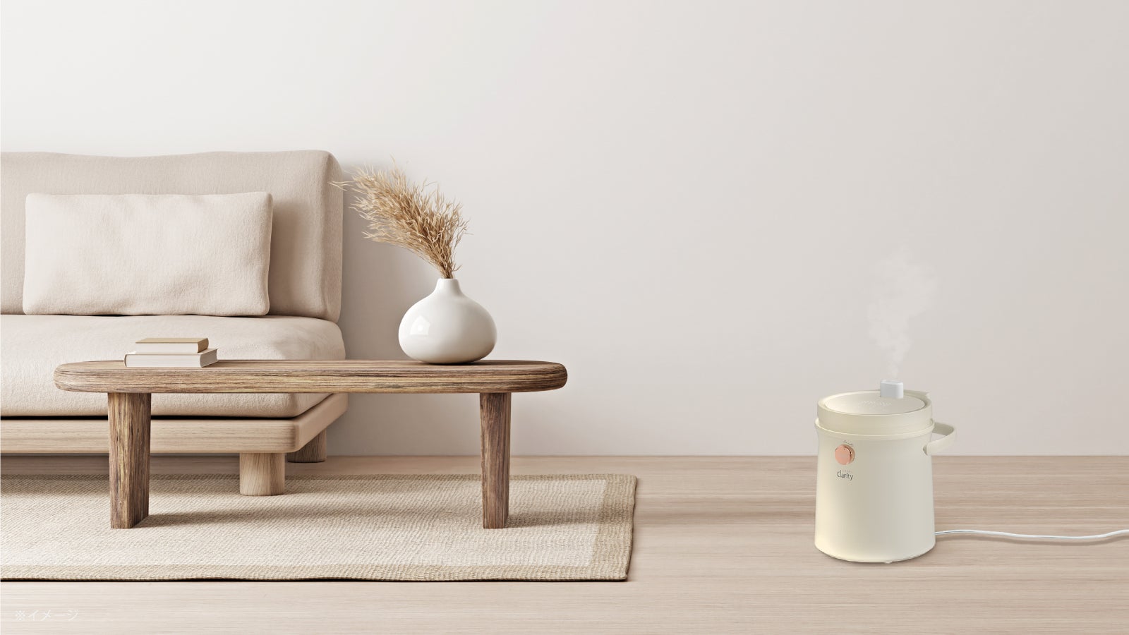 clarity 加湿器 ホワイト お手入れ簡単】タンク丸ごと洗えてずっと清潔。Clarity スチーム