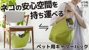 ネコと一緒に室内の安心を外に持ち運べる！ハンモックにもなるキャリーバック！