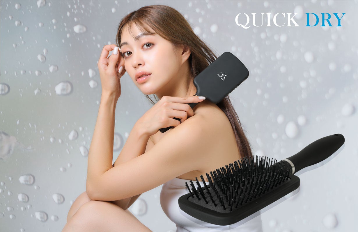 濡れ髪速乾！珪藻土入り吸水素材が新しいブラシ！めんどうなドライヤー
