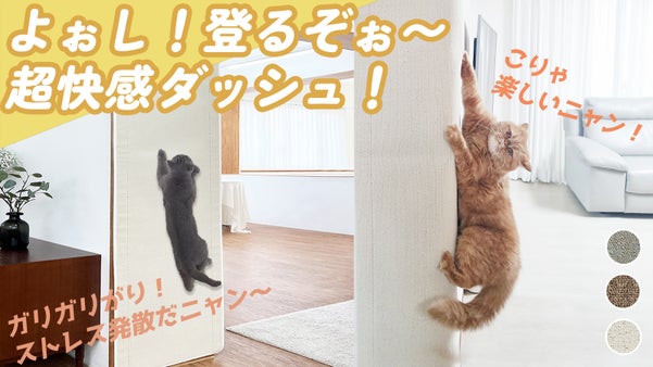 【垂直空間】壁貼りつけ用カーペットで遊び空間がぐんと広がる！ダダダ猫用爪とぎ