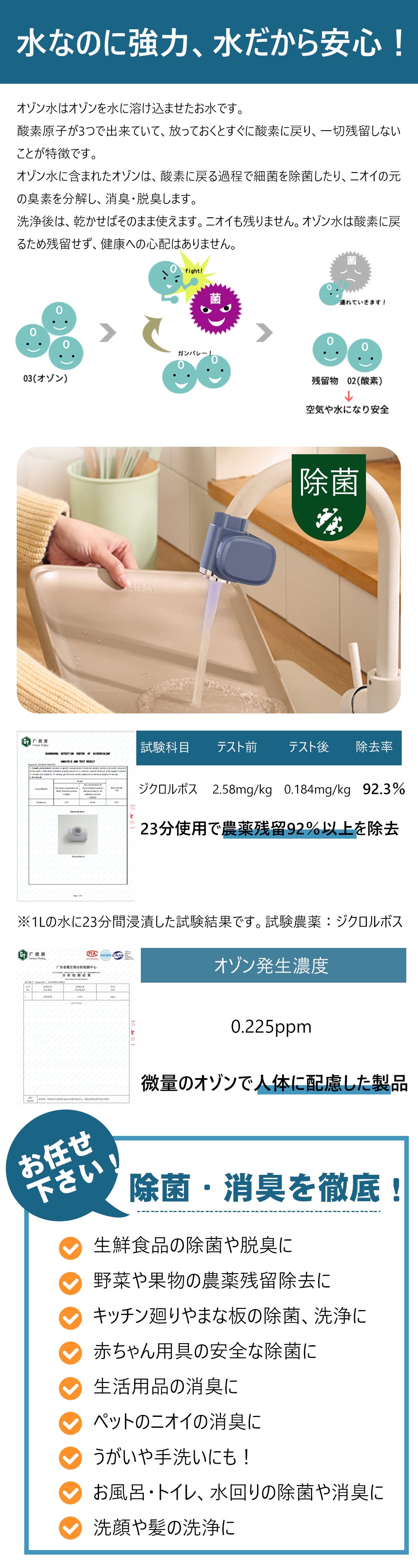 2分間で生成する小型オゾン水発生器 製品一覧 | オーニット株式会社