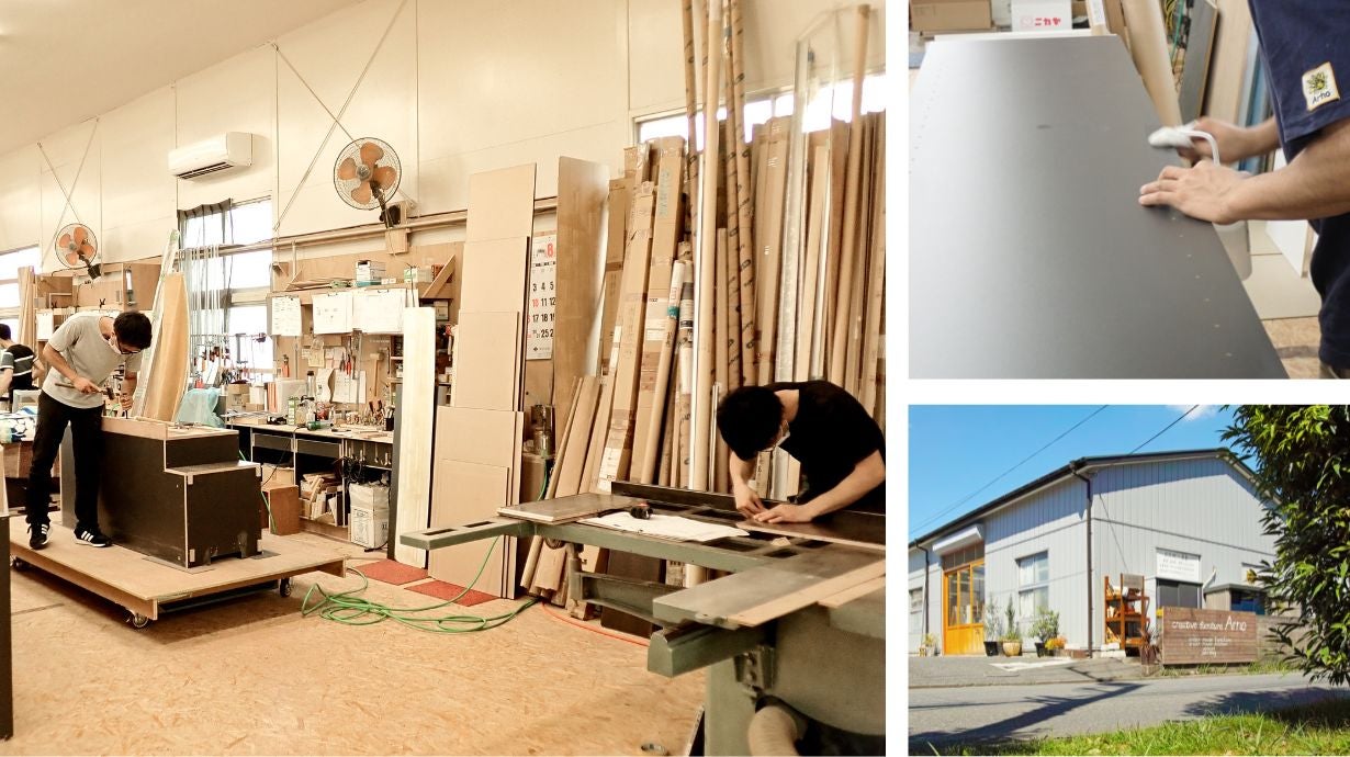 大人の為の3本脚スツール。エイジング加工にベンガラ塗装でアートな