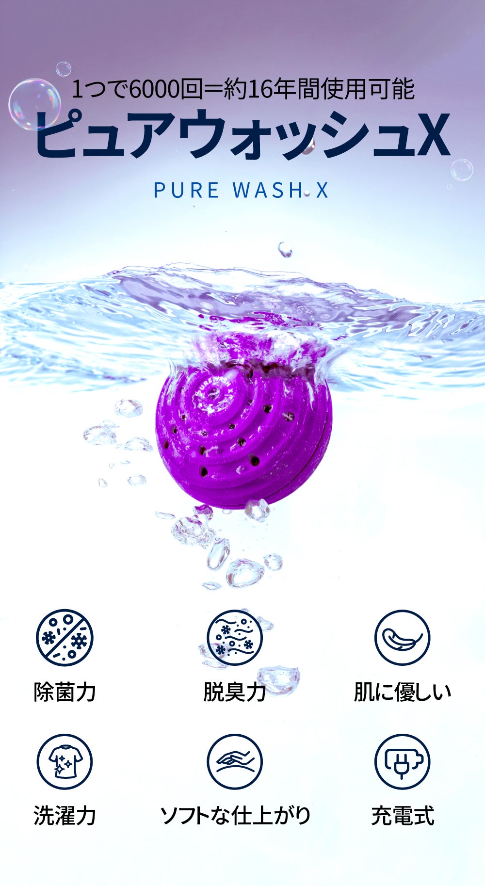 常識を覆す！！驚愕の電子のチカラで洗濯可能。約16年間使える！除菌