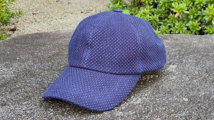 しゅん　＋帽子 長年被り続けて経年美化を楽しむ。武州正藍染刺し子の剣道着で作る、4