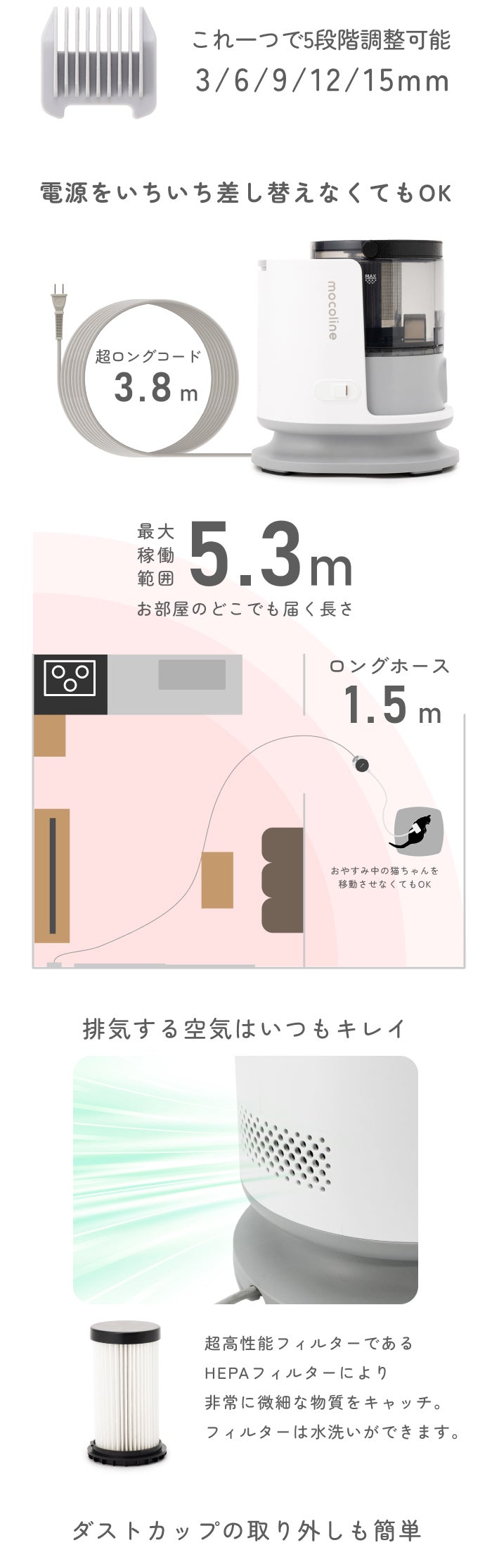 カット＆吸引！掃除もお任せ！ペットも嬉しい！mocolineペット