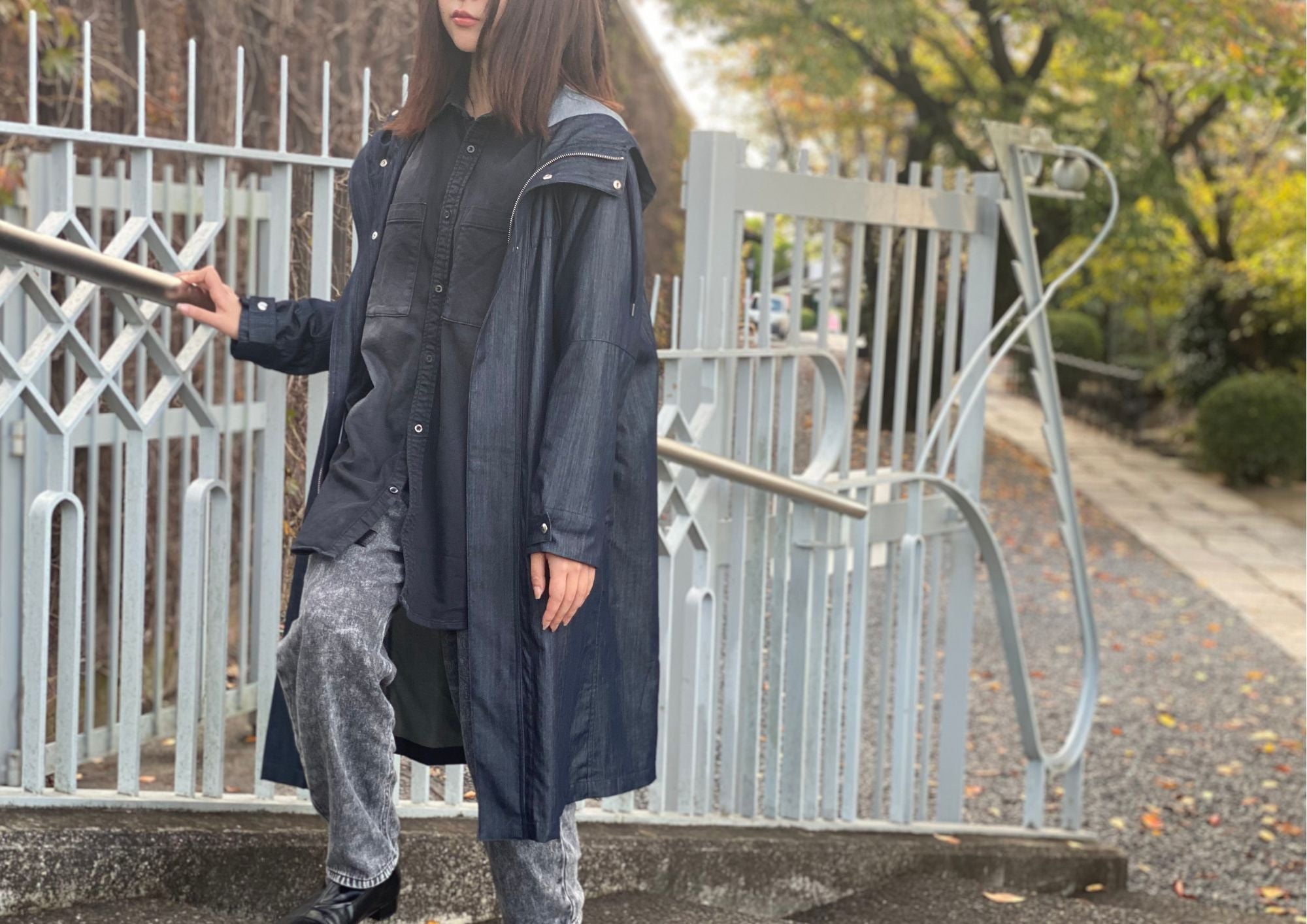 ゴーシュ　コットンシルクデニムロングコート(新品) 全天候対応】上質なシルクと岡山県産デニムで制作した『オールウェザー