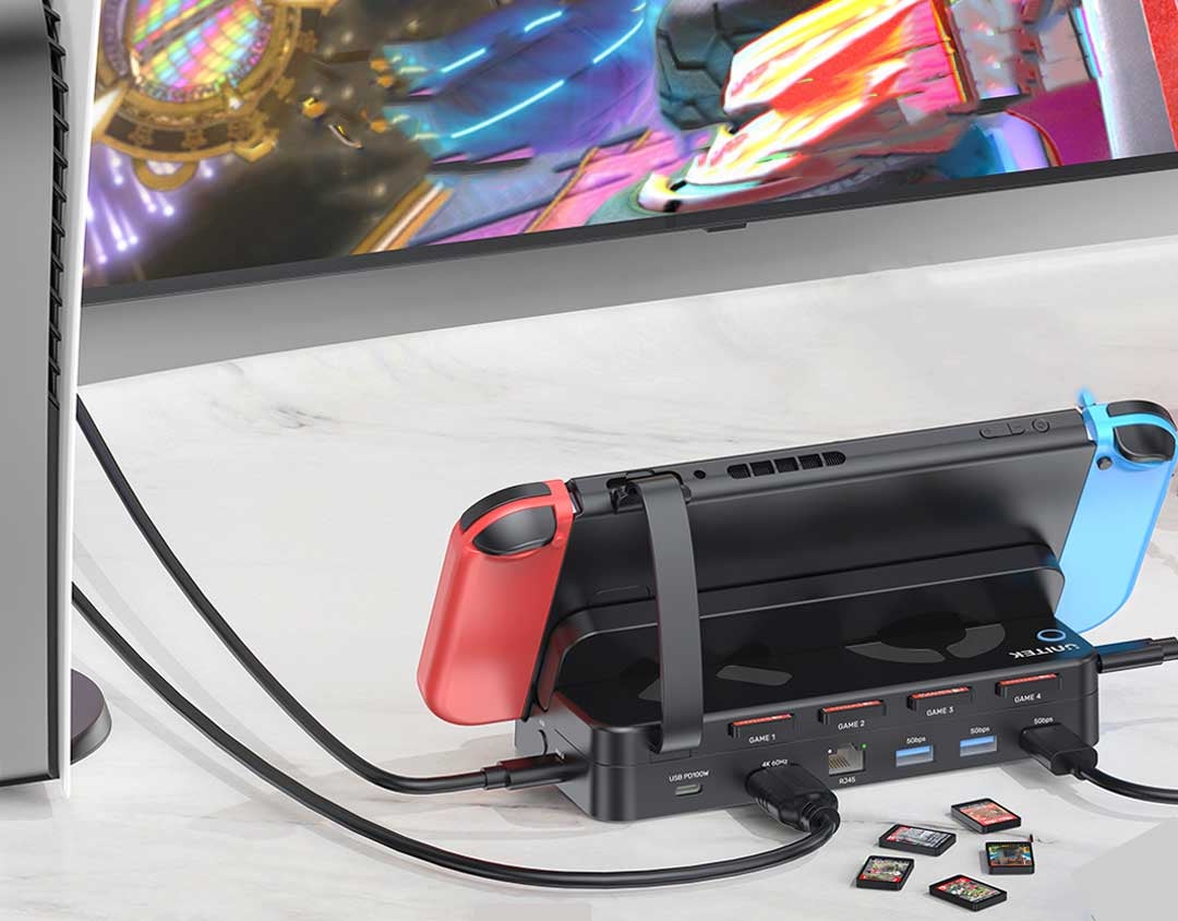 ビデオスイッチャー、4ゲームカードスロット、USBハブ搭載！小型