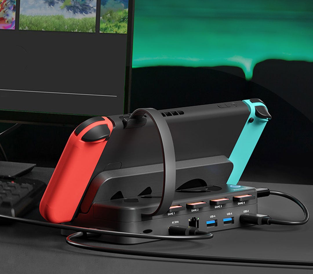 ビデオスイッチャー、4ゲームカードスロット、USBハブ搭載！小型