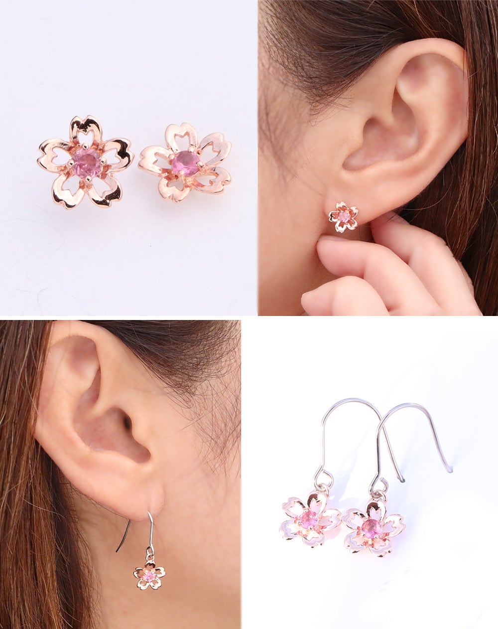 mii様order髪飾り　 〜儚いピンクのイヤリングとset♡〜 美しい春の瞬間をとじこめた、タンザナイトとピンクトルマリンの桜