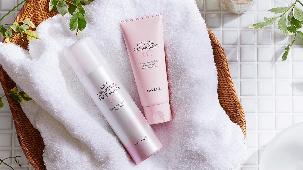 FAVEUR リフトスパークリングフェイスウォッシュ ローション　美容液セット 新感覚！年齢肌にリフトオイルクレンジングと炭酸洗顔で洗い上がりに