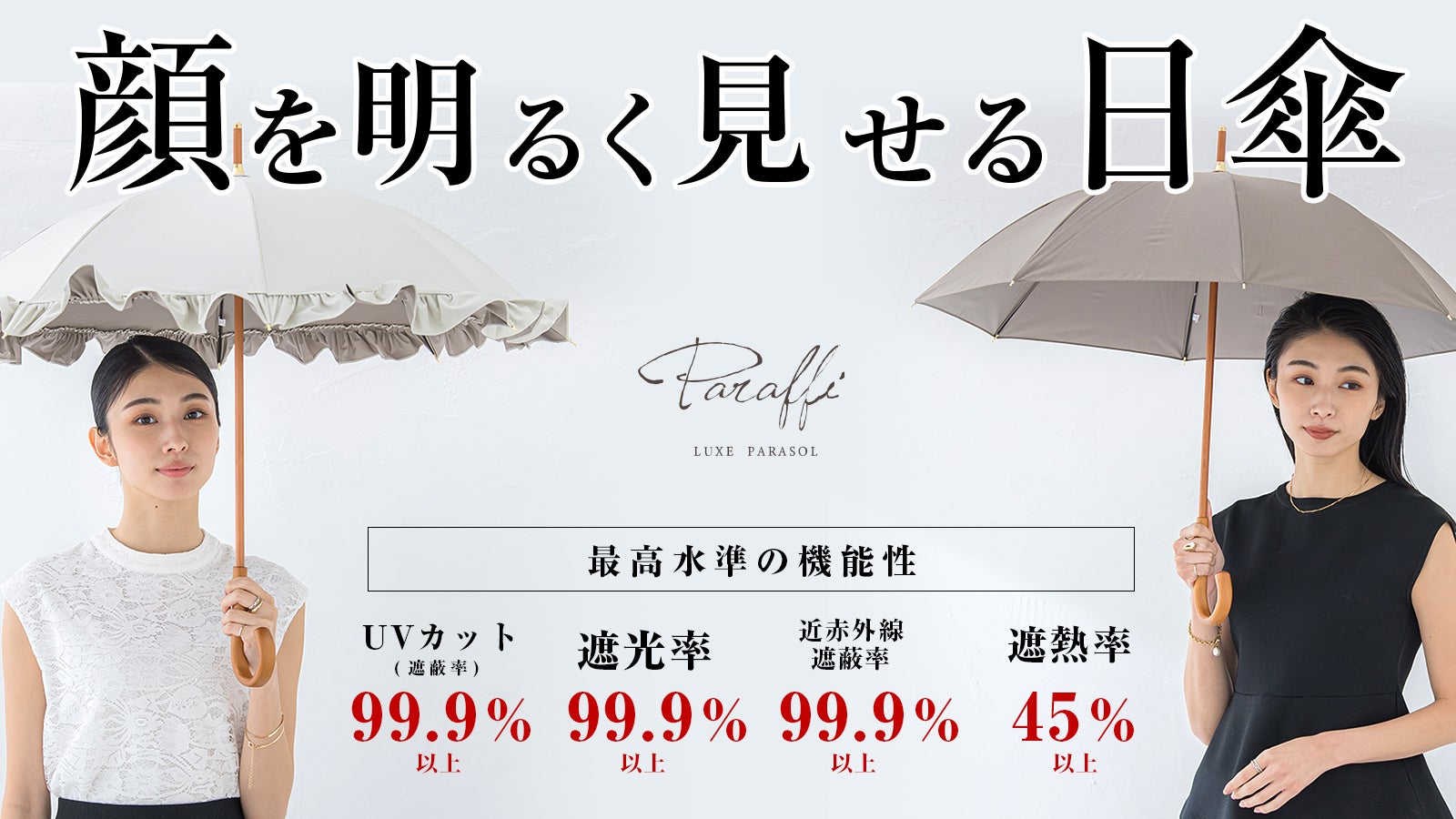 顔が明るく見えるカラーコーティング。新発想のショート日傘「Paraffi