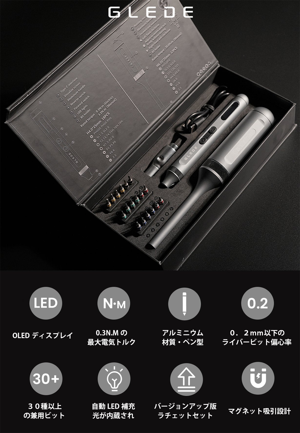 GLEDE 】2IN1電動・ラチェットドライバーセット！百以上の作業をこなす