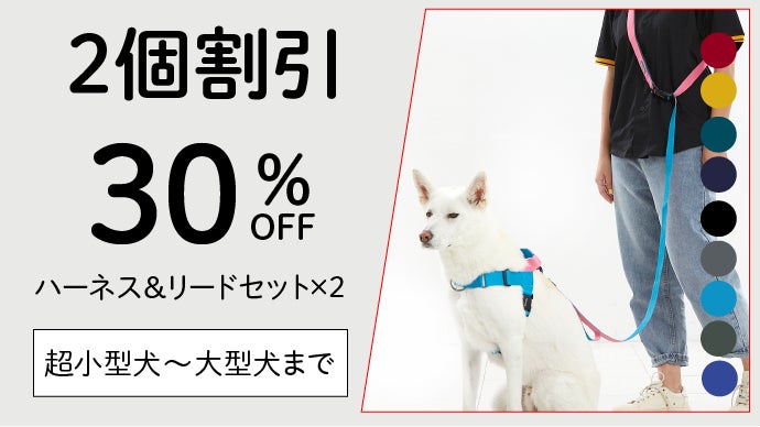 BOONDOGハーネス（SM）&リード（S）セット もう引っ張らない快適な散歩！リードが外れにくい二重安全装置。リード