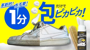 【47年老舗クリーニングのプロ監修】水なし！手間なし！たった1分で靴がピカピカ！