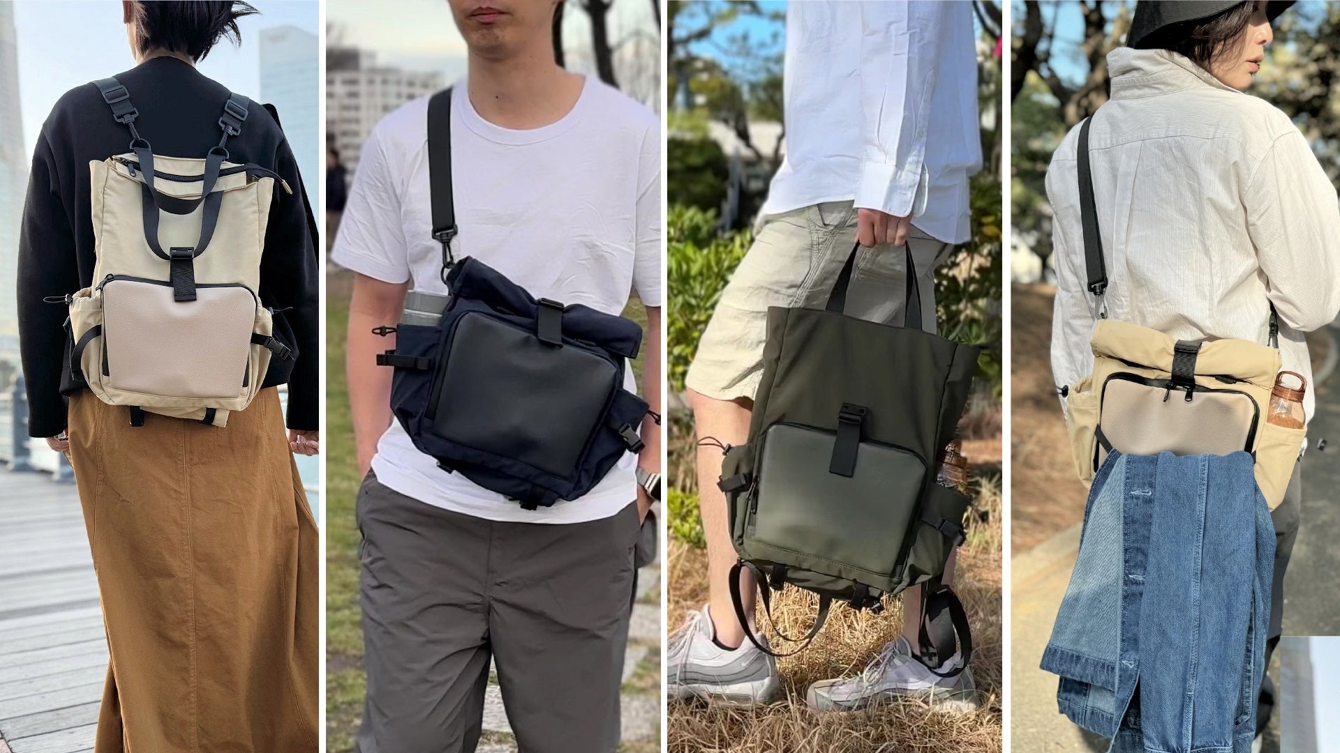 MAKUAKE 4way 高級再生レザー　ドラムバッグ　ブラック シーンに合わせて自由自在！収納多数でスッキリ！多機能4WAY