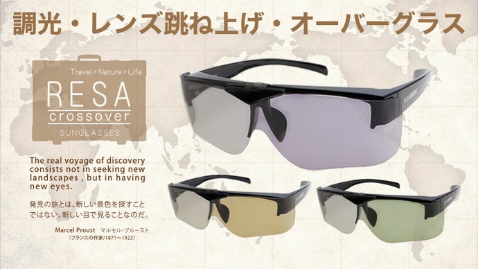 【福井の眼鏡企業考案】跳ね上げ式の第5弾!!紫外線で色が変わる調光偏光サングラス
