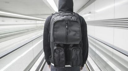 ハンドメイド　ラウンドリュック　モノクロ ハンドメイドラウンドリュックモノクロ