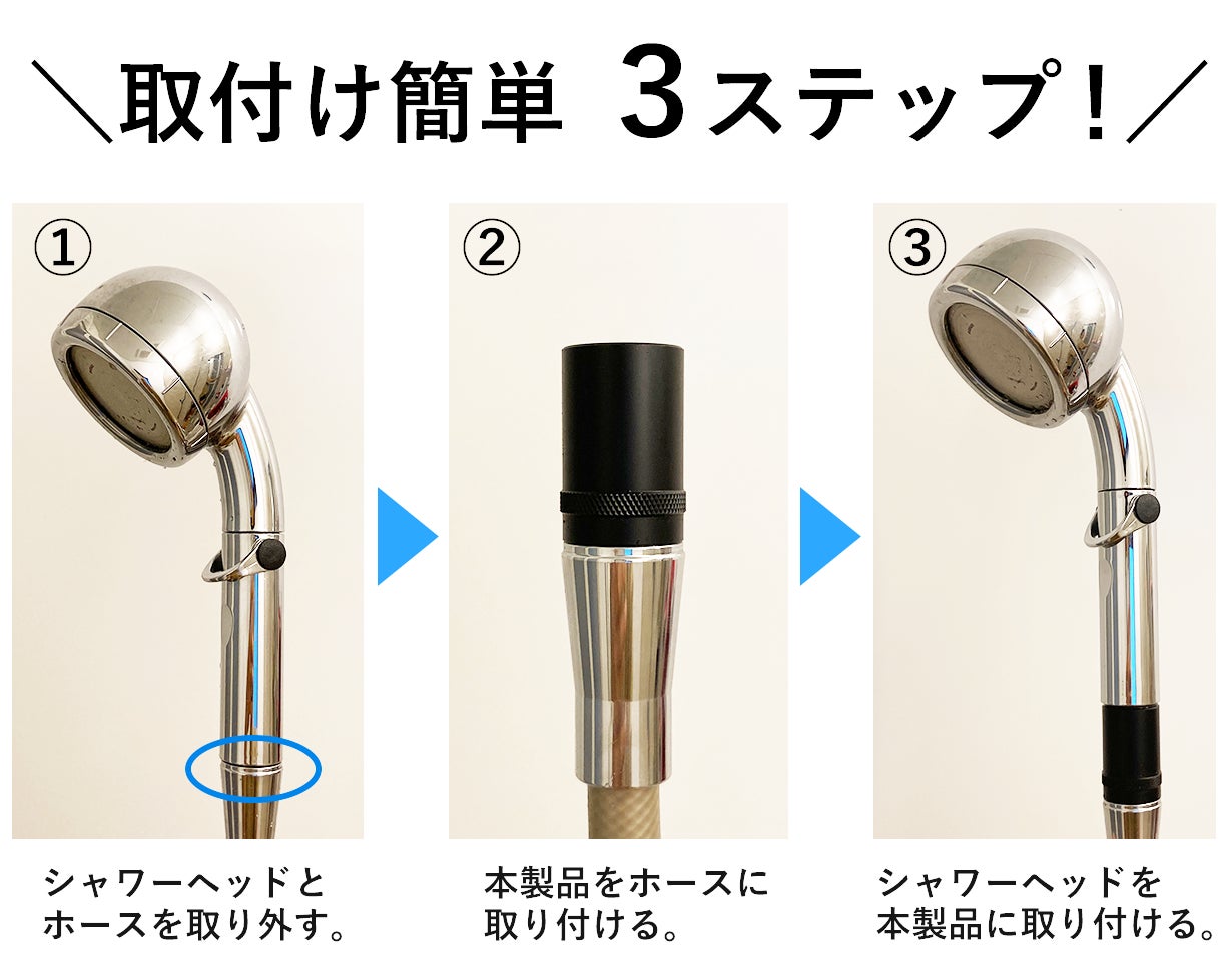 お使いのシャワーヘッドに付けるだけで、髪・お肌にうれしいスーパー