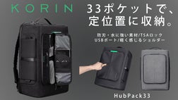 定位置収納で、荷物が探しやすい。正面は観音開きポケット。防刃・盗難