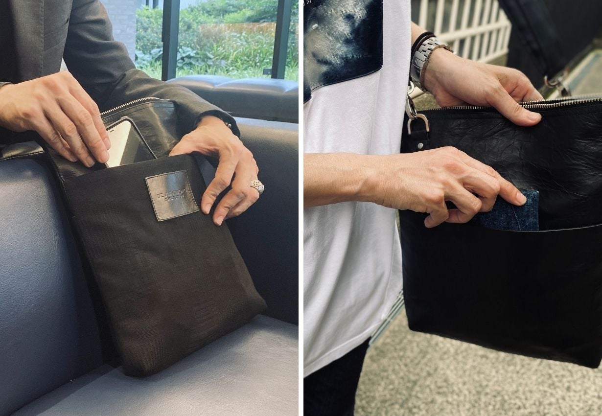 漆黒】デニム職人が作る、岡山デニムと皴加工レザー仕上げの『ブラック