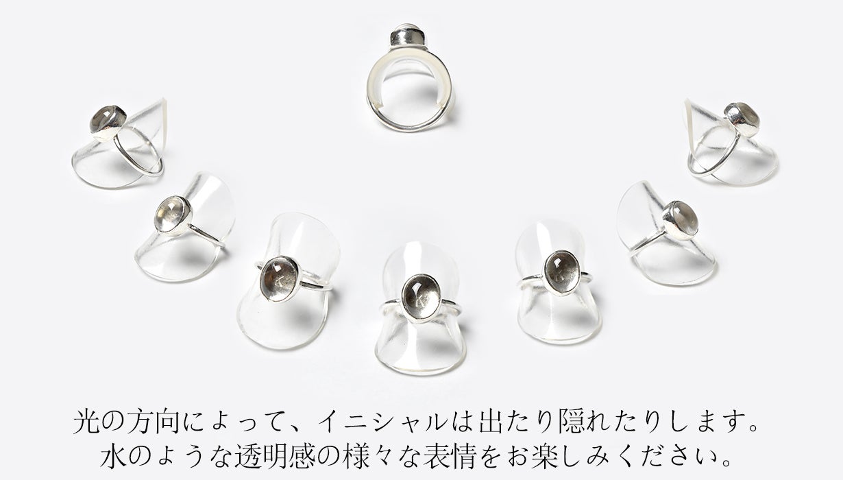 透明水晶イニシャル銀指輪]言語を閉じ込める｜マクアケ - アタラシイ