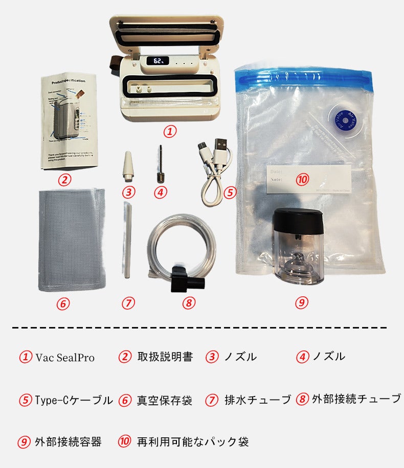 8in1 専用袋不要！使用場所も問わず、収納簡単！手のひらサイズの真空