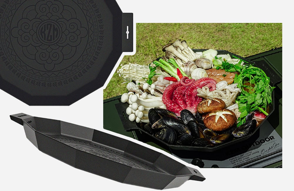 機能性×デザイン性】 KZM 深型マルチグリドル アウトドア・お家でも