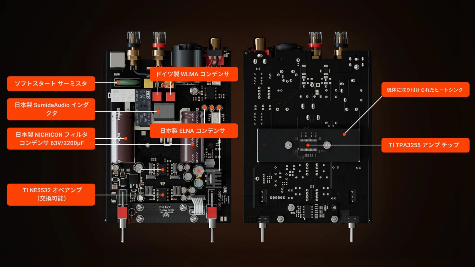 【再値下げ】Fosi Audio V3 Mono パワーアンプx2 Fosi Audio V3 Mono Power Amplifier