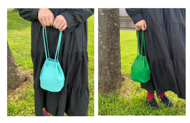 シンプルでカラフルを楽しむ！レザー2WAY巾着バッグ！｜マクアケ