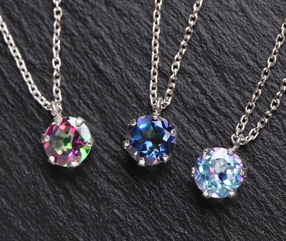 天然 ミスティック トパーズ ネックレス ピアス セット レディース 天然石 お守り 多彩な色合いの魔法の宝石幻想的で美しいミスティックトパーズ