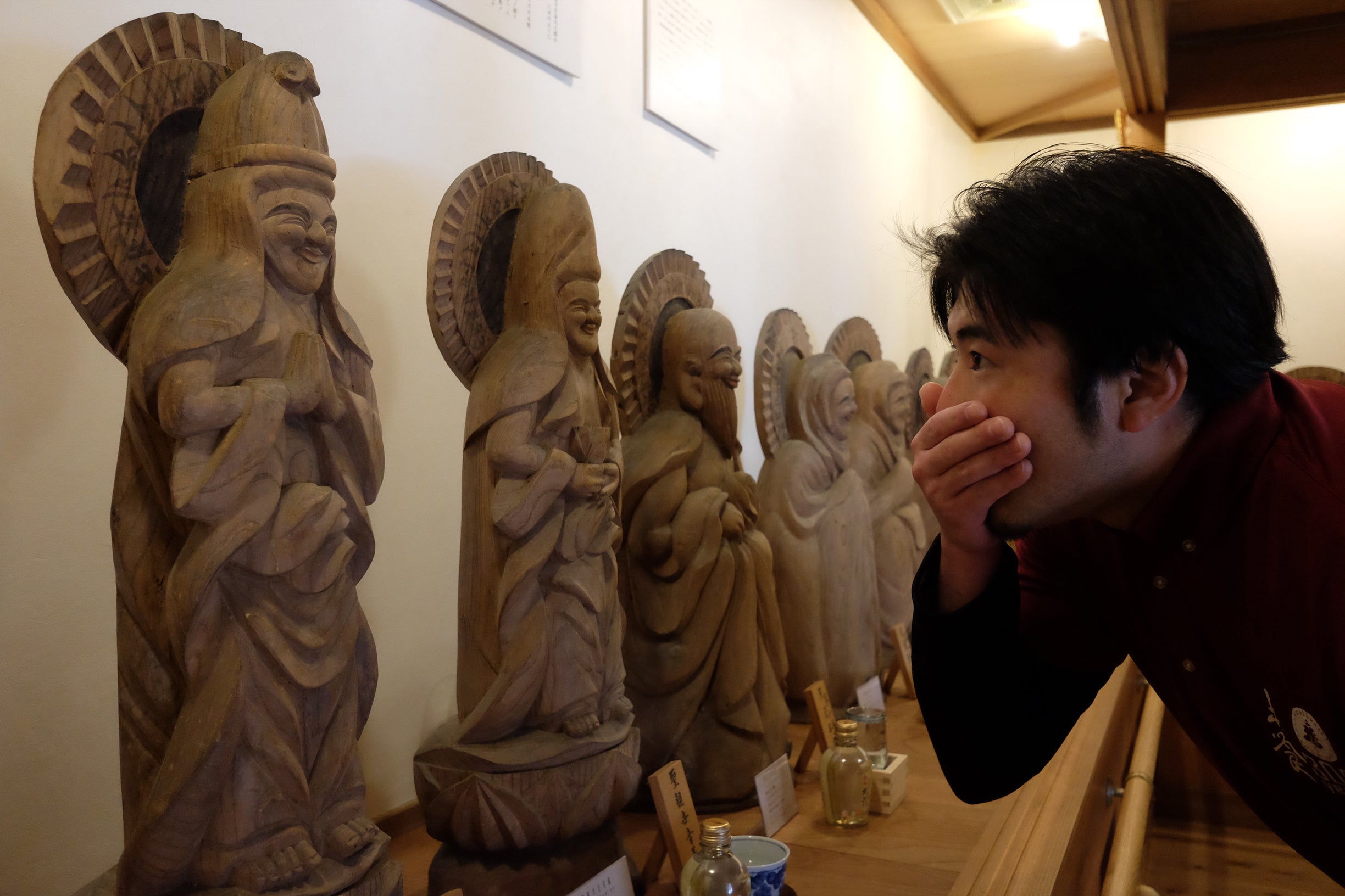 版画 (林正日呂 微笑地蔵仏) 木喰微笑仏の版画を描く