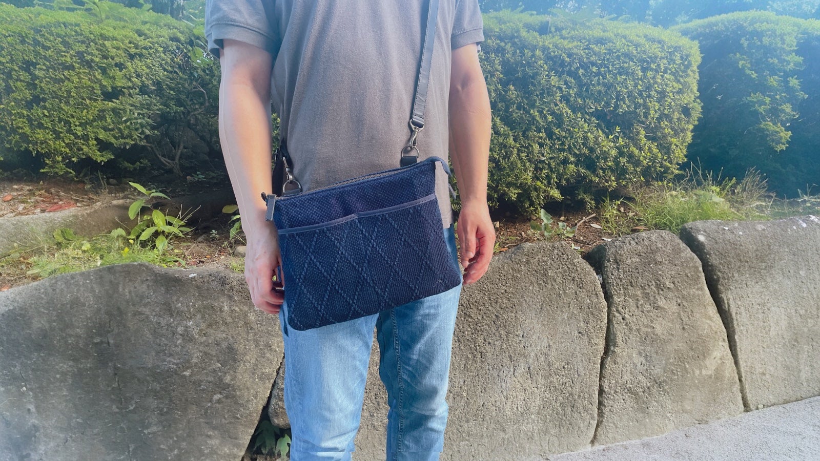 武州正藍染二重刺子」経年美化の楽しみ2wayサコッシュ(Sacoshe