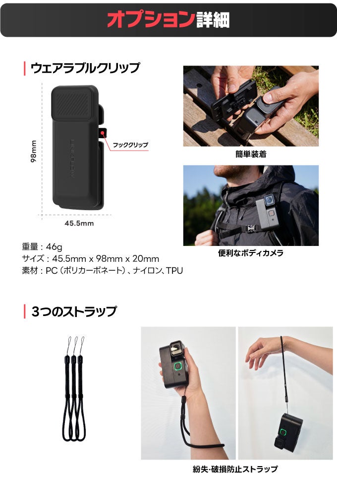 4K解像度148°視野角で瞬間を記録！衝撃感知、SOS対応 ! ライダー用