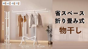引越しや日常両方応援！軽くて超便利！組み立て不要「省スペース折り畳み式物干し」