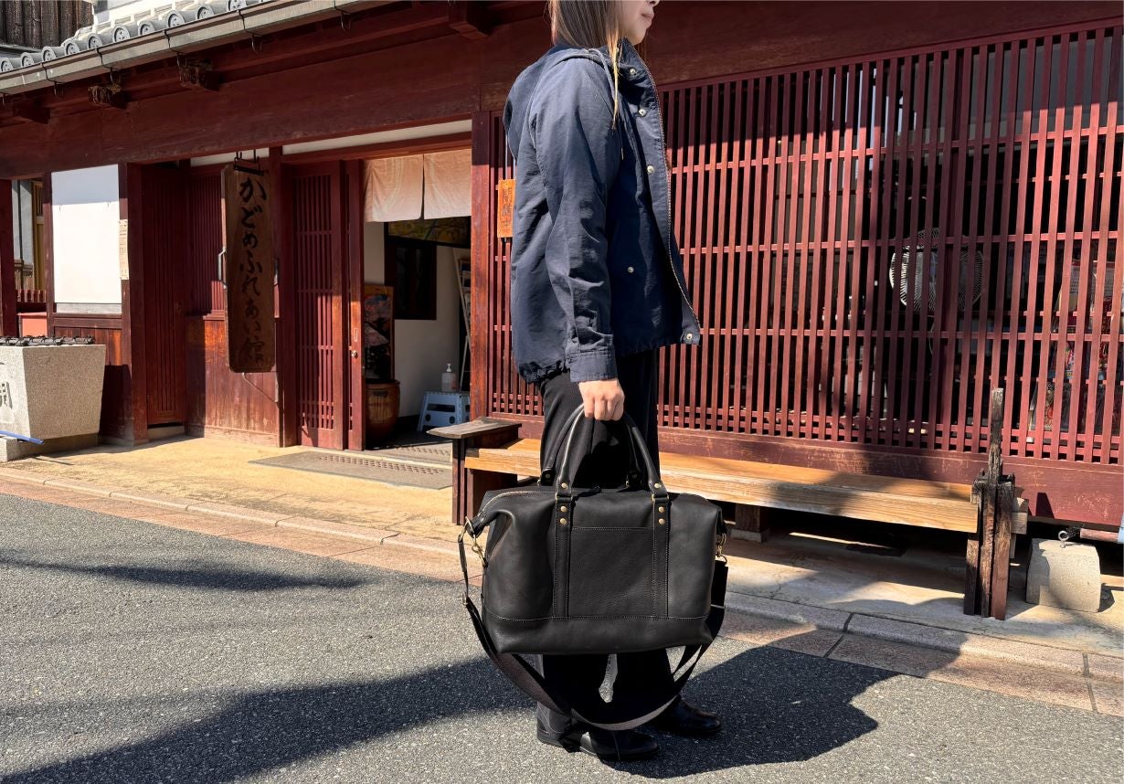 VINTAGE LEATHER オールレザーボストンバッグ　レザーボストン　黒 ヴィンテージワックスの深い味わいで大人の雰囲気を纏う『本革