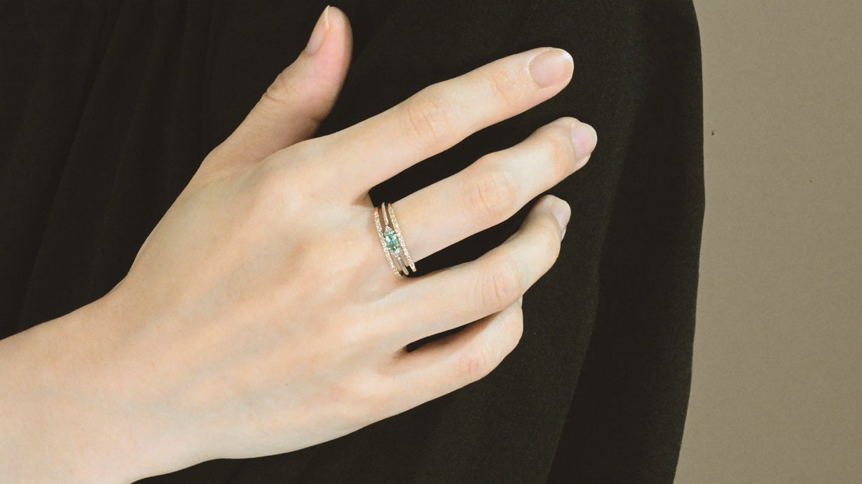 Star Jewelry♡素敵なK18PG 天然ダイヤモンド デザインリング Star Jewelry♡素敵なK18PG 天然ダイヤモンド デザインリング