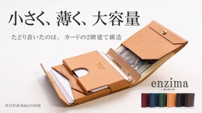 カード10枚を2か所に収納！小さく薄く大容量！こだわりの二折り財布『エンジーマ』