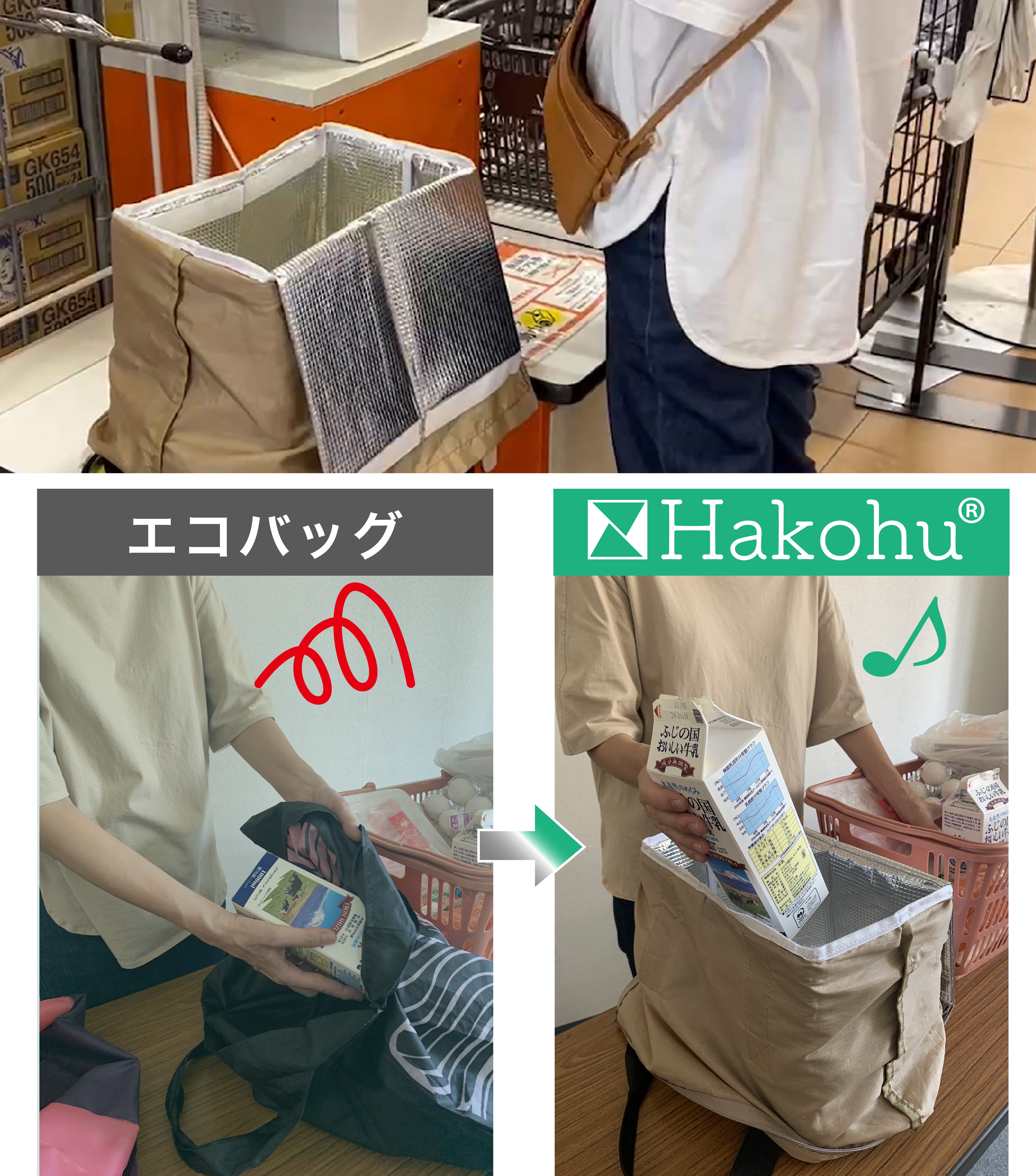 コンパクトなのに大容量27L！』食料品特化型の秒速自立エコバッグで